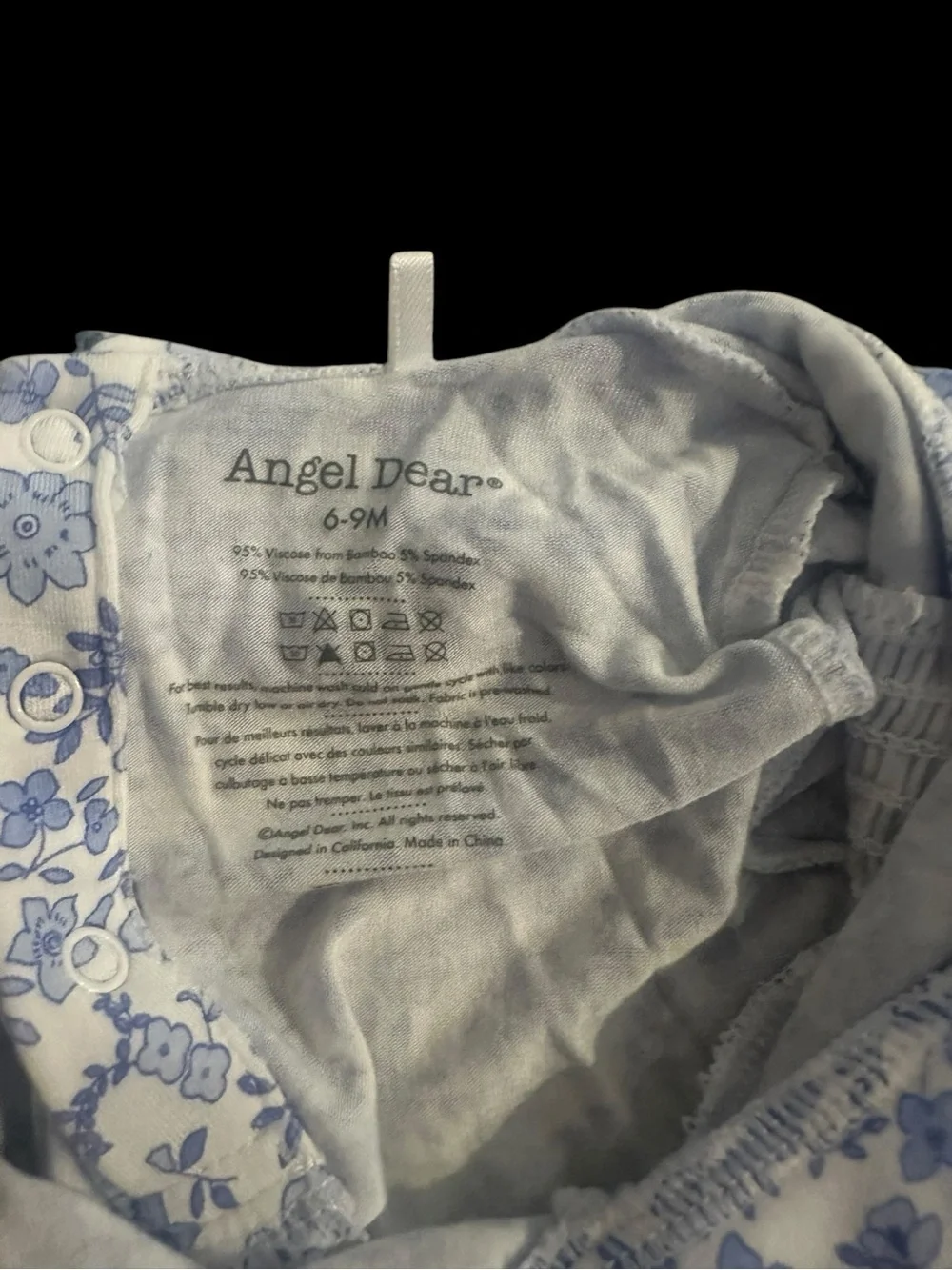 Angel Dear Blue and White Floral Footed One-Piece